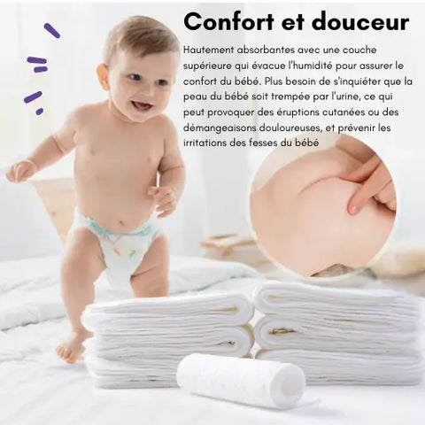 Couches lavables bébés, réutilisables 100% coton