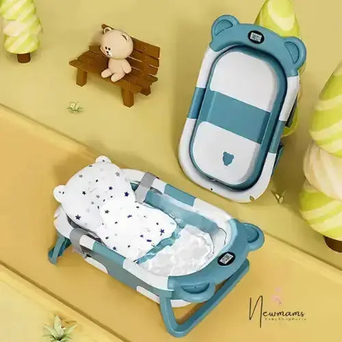 Baignoire bébé pliable avec tapis - Verte avec tapis