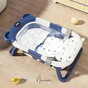 Baignoire bébé pliable avec tapis - Bleue avec tapis