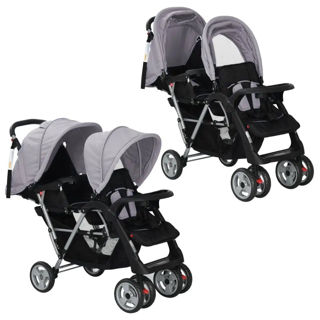 VIDAXL Poussette Pour Bebe 3-en-1 Gris Clair Et Noir Acier Pas
