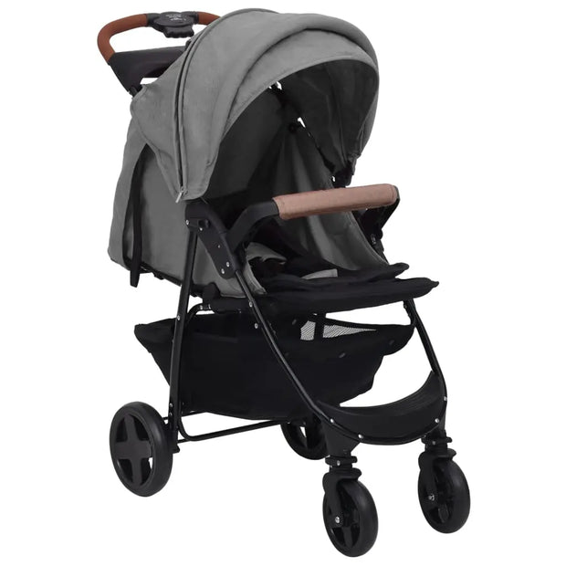 Poussette pour bébé 2-en-1 Gris clair Acier vidaXL