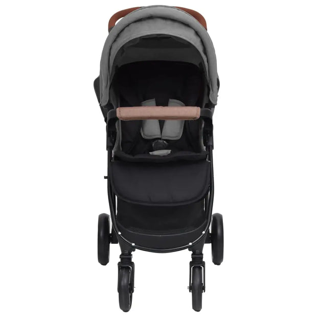 Poussette pour bébé 2-en-1 Gris clair Acier vidaXL