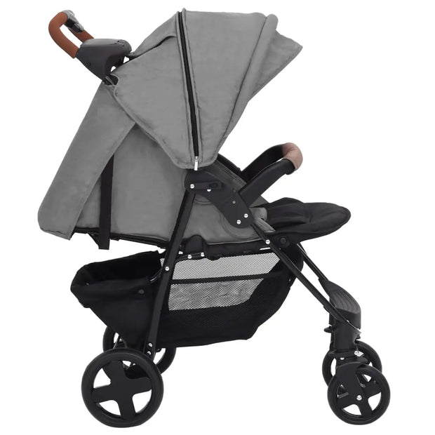 Poussette pour bébé 2-en-1 Gris clair Acier vidaXL