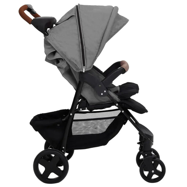 Poussette pour bébé 2-en-1 Gris clair Acier vidaXL