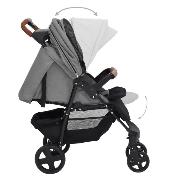 Poussette pour bébé 2-en-1 Gris clair Acier vidaXL