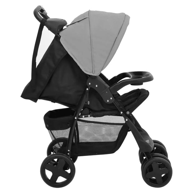 Poussette pour bébé 2-en-1 Gris clair et noir Acier vidaXL