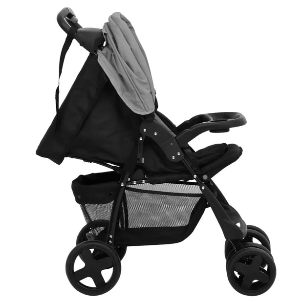 Poussette pour bébé 2-en-1 Gris clair et noir Acier vidaXL