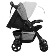 Poussette pour bébé 2-en-1 Gris clair et noir Acier vidaXL