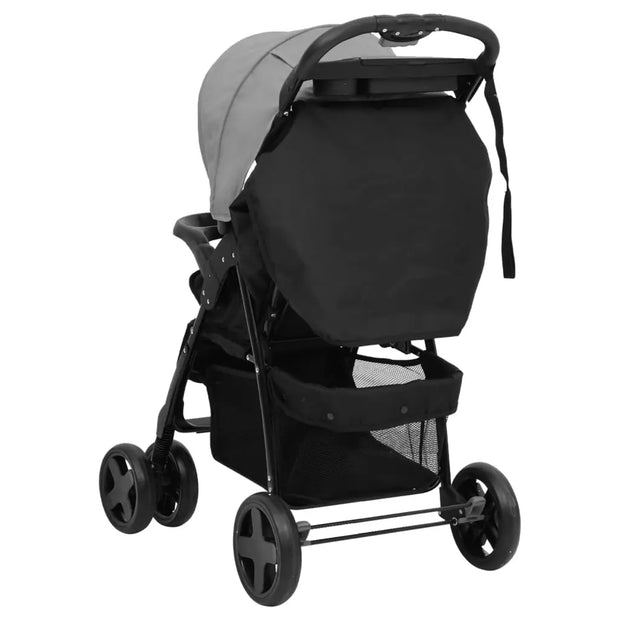 Poussette pour bébé 2-en-1 Gris clair et noir Acier vidaXL