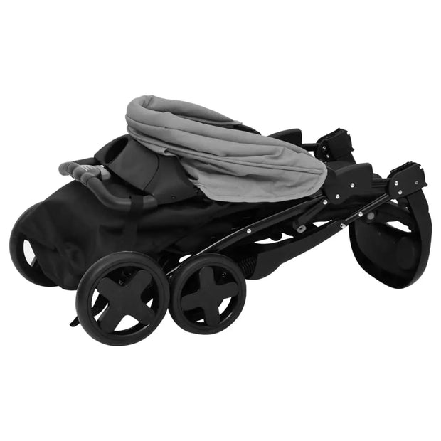 Poussette pour bébé 2-en-1 Gris clair et noir Acier vidaXL