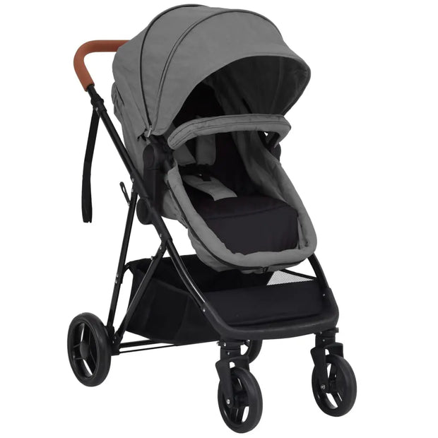 Poussette pour bébé 2-en-1 Gris clair et noir Acier vidaXL