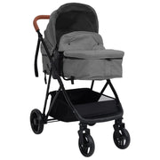 Poussette pour bébé 2-en-1 Gris clair et noir Acier vidaXL