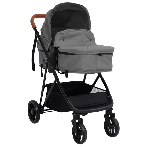 Poussette pour bébé 2-en-1 Gris clair et noir Acier vidaXL