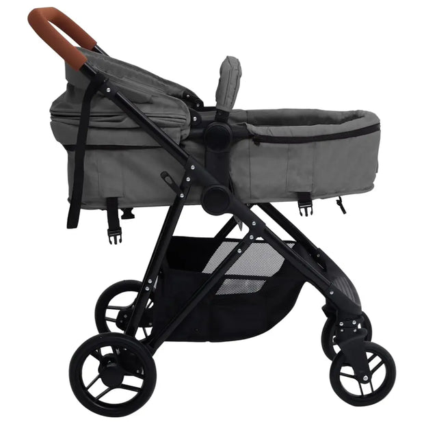 Poussette pour bébé 2-en-1 Gris clair et noir Acier vidaXL