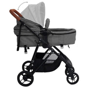 Poussette pour bébé 2-en-1 Gris clair et noir Acier vidaXL