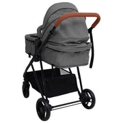 Poussette pour bébé 2-en-1 Gris clair et noir Acier vidaXL