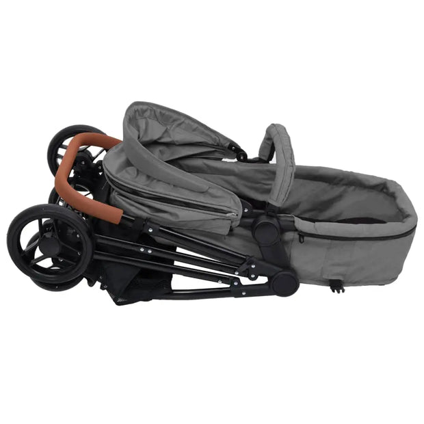 Poussette pour bébé 2-en-1 Gris clair et noir Acier vidaXL