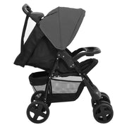 Poussette pour bébé 2-en-1 Gris foncé et noir Acier vidaXL