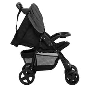 Poussette pour bébé 2-en-1 Gris foncé et noir Acier vidaXL