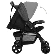 Poussette pour bébé 2-en-1 Gris foncé et noir Acier vidaXL