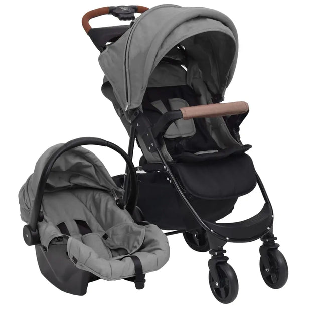 Poussette pour bébé 3-en-1 Gris clair Acier vidaXL