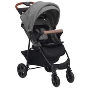 Poussette pour bébé 3-en-1 Gris clair Acier vidaXL