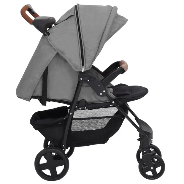 Poussette pour bébé 3-en-1 Gris clair Acier vidaXL