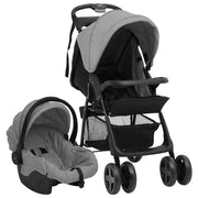 Poussette pour bébé 3-en-1 Gris clair et noir Acier vidaXL