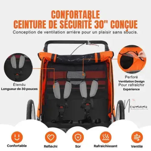 Remorque Enfant VEVOR Convertible en poussette