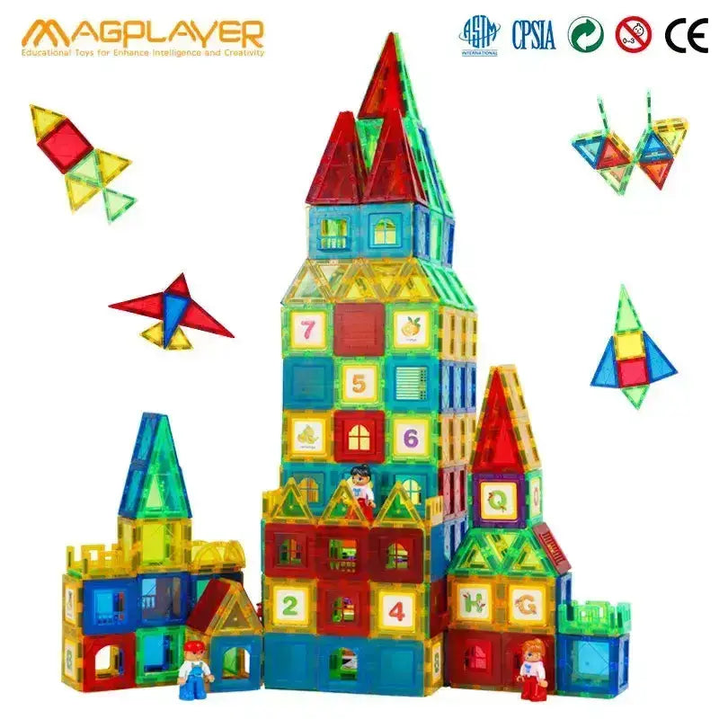 Blocs Magnétiques 150 Pièces – Construction Créative 3-12 Ans, Montessori, ABS Sécurisé
